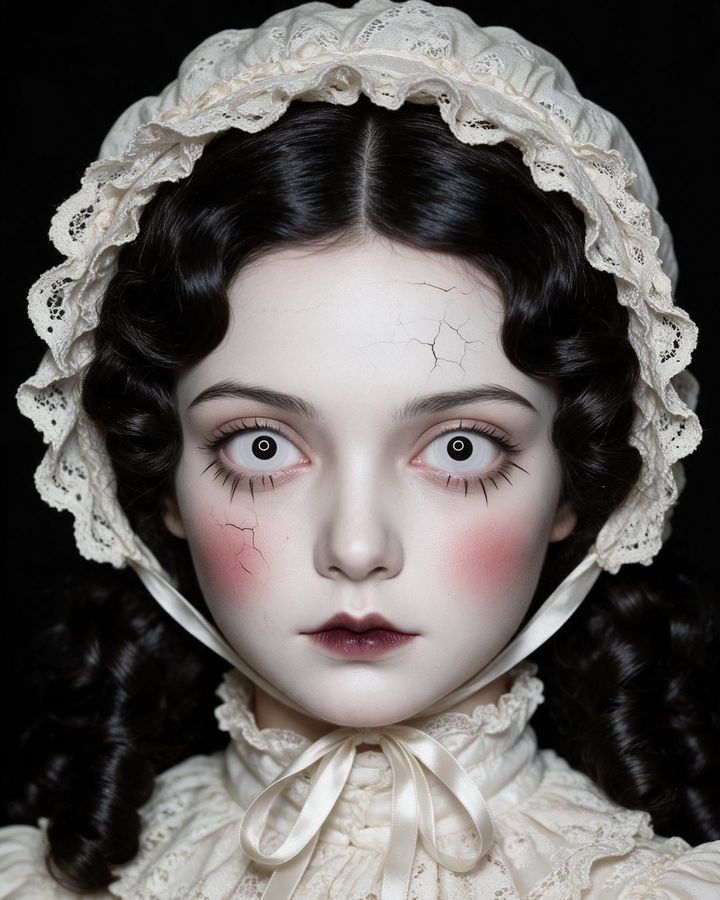 Disfraz de muñeca de porcelana con el lente de contacto #1: blanco opaco con pupila negra grande