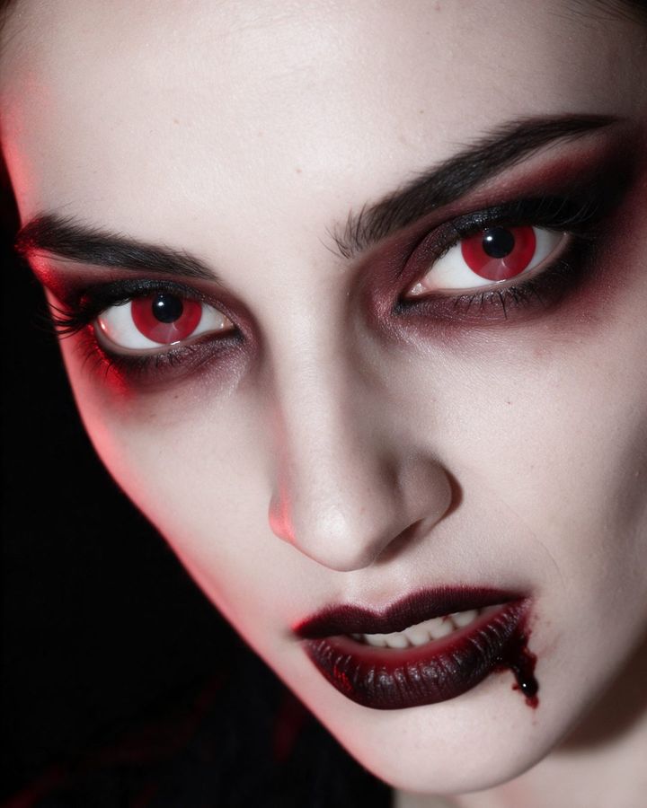 Disfraz de vampiro con el lente de contacto #5: rojo intenso de borde a borde