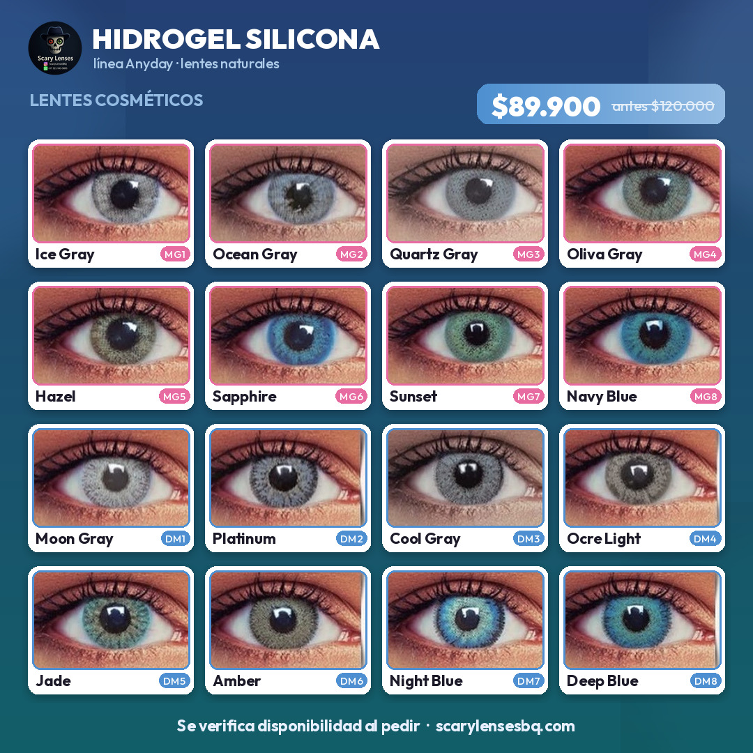 Lentes de color naturales Anyday · Hidrogel de Silicona