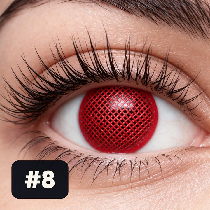 Lente de Halloween #8: Malla roja tupida sobre todo el iris