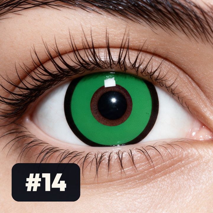 Lente de Halloween #14: Verde brillante con aro negro marcado