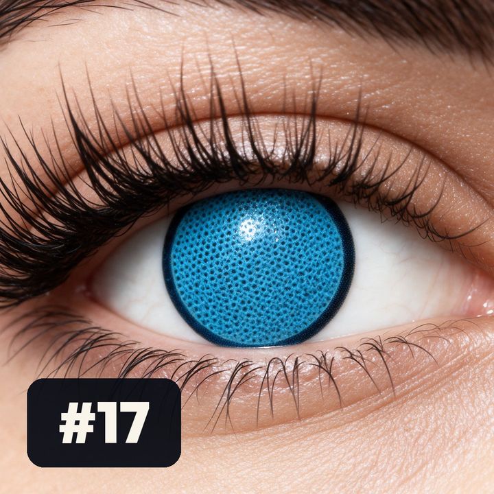 Lente de Halloween #17: Malla azul tupida sobre todo el iris