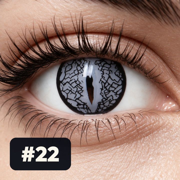 Lente de Halloween #22: Plateado agrietado con pupila rasgada de reptil