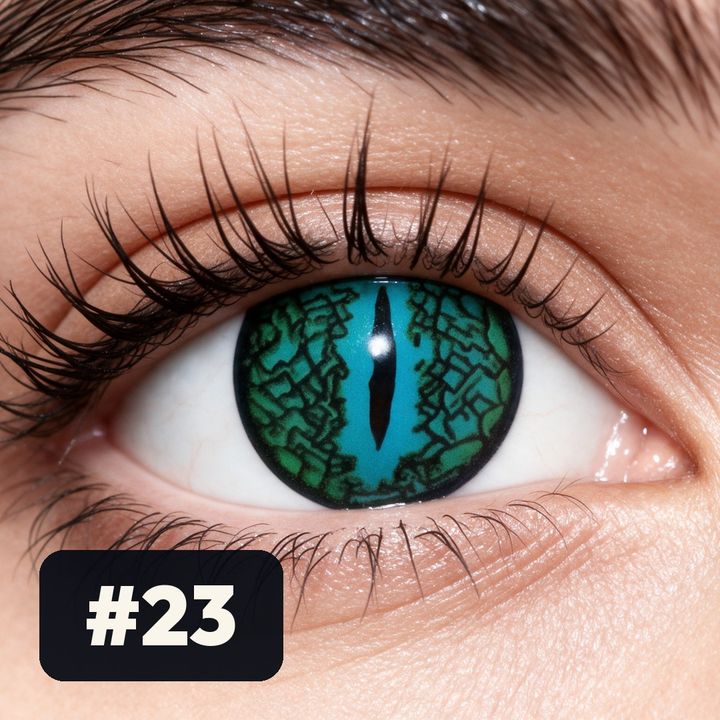 Lente de Halloween #23: Verde agua agrietado con pupila rasgada de reptil