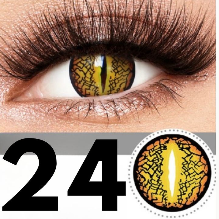 Lente de Halloween #24: Ámbar dorado agrietado con pupila rasgada de reptil · foto 3