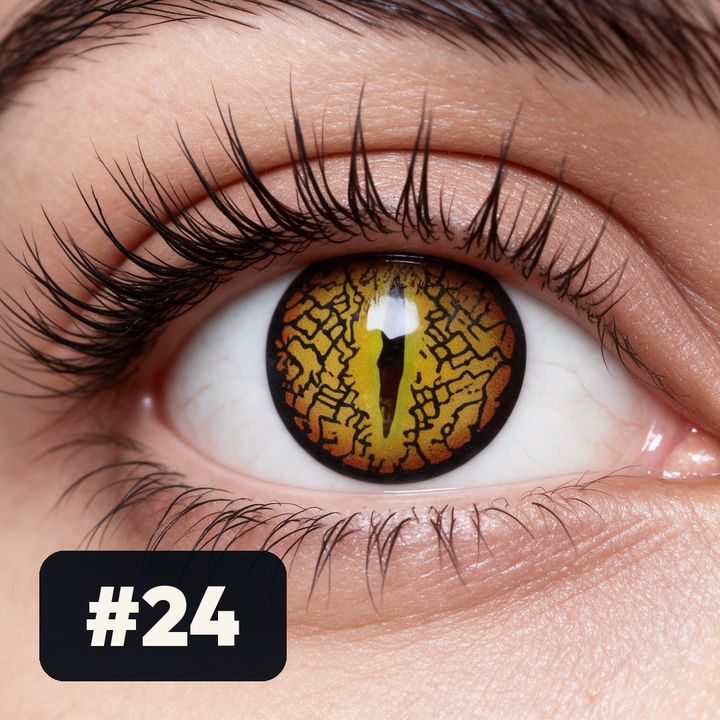 Lente de Halloween #24: Ámbar dorado agrietado con pupila rasgada de reptil