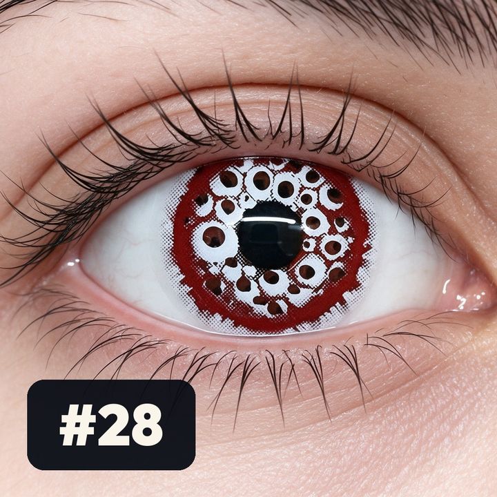 Lente de Halloween #28: Rojo oscuro con anillo de burbujas blancas