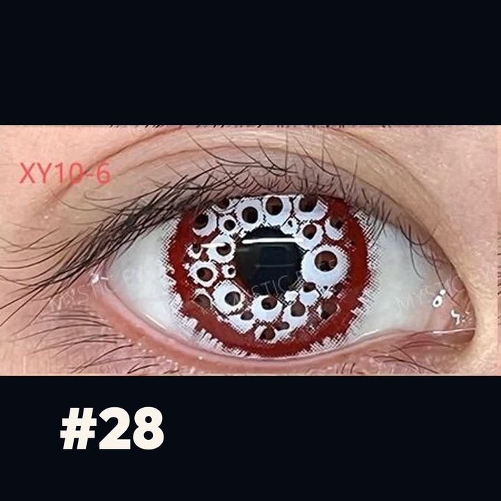 Lente de Halloween #28: Rojo oscuro con anillo de burbujas blancas · foto 3
