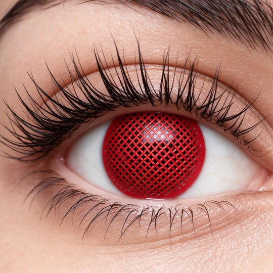 Lente de Halloween #8: Malla roja tupida sobre todo el iris