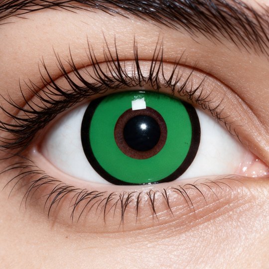 Lente de Halloween #14: Verde brillante con aro negro marcado