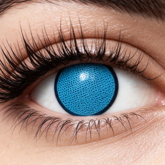 Lente de Halloween #17: Malla azul tupida sobre todo el iris