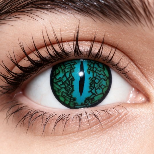 Lente de Halloween #23: Verde agua agrietado con pupila rasgada de reptil