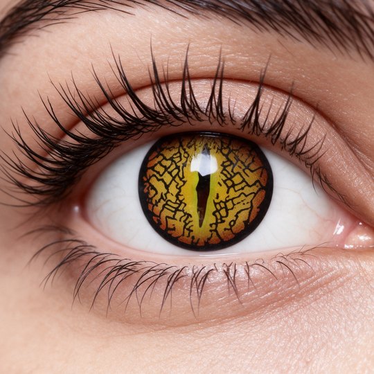 Lente de Halloween #24: Ámbar dorado agrietado con pupila rasgada de reptil · foto 2