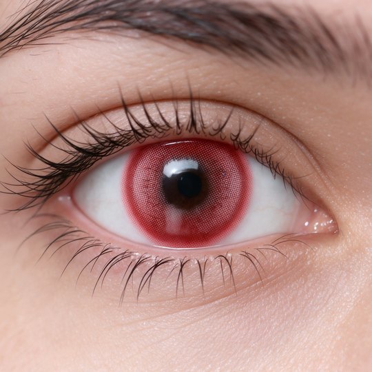Lente de Halloween #25: Rojo intenso de borde marcado y pupila negra