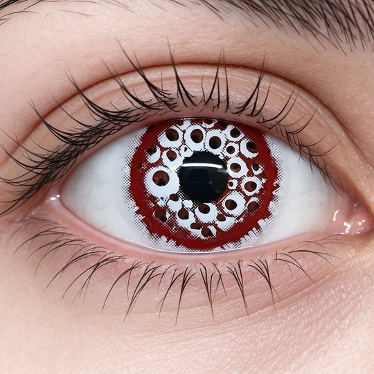 Lente de Halloween #28: Rojo oscuro con anillo de burbujas blancas