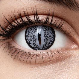 Lente de contacto para Halloween #22: Plateado agrietado con pupila rasgada de reptil