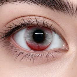 Lente de contacto para Halloween #29: Rojo desvanecido hacia el gris, sin borde duro